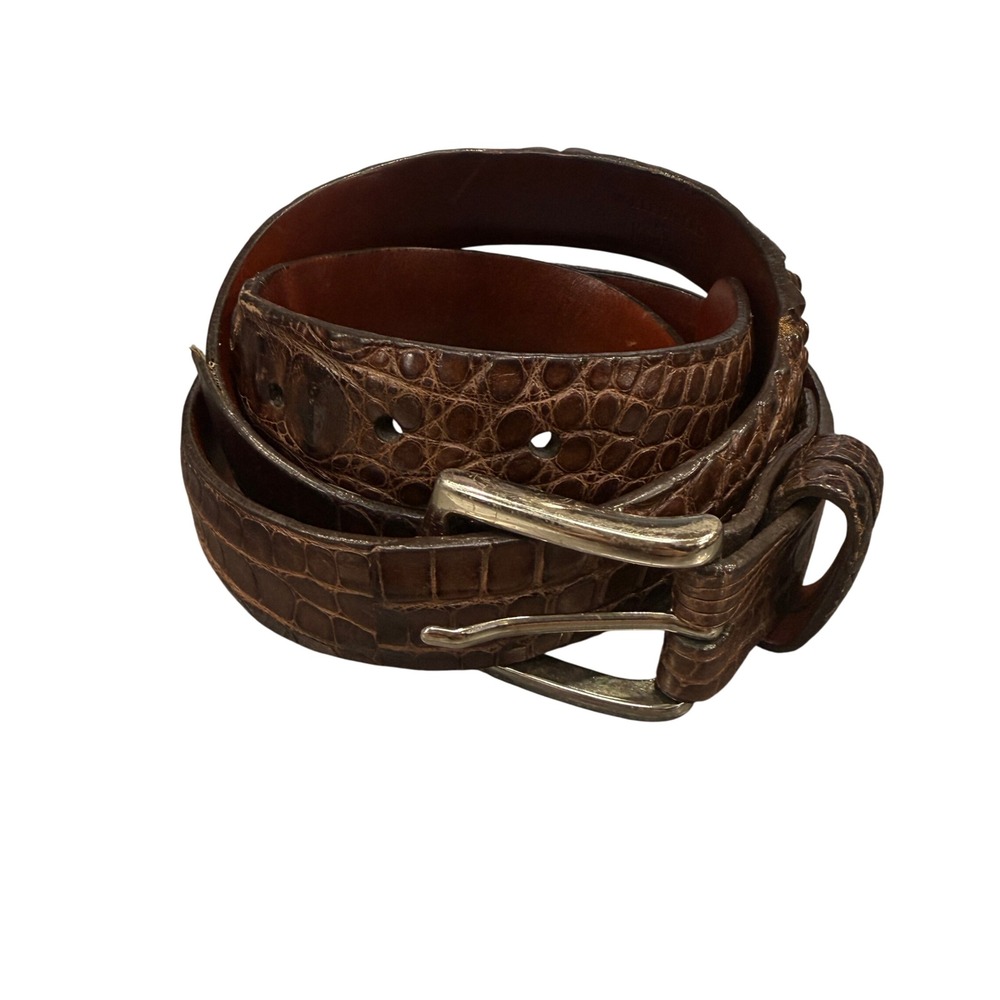 W. Kleinberg Belt Mens 40 Brown Excellent Genuine Hornback Crocodile Leather USA